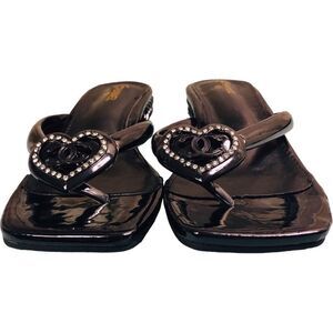 Designer Inspired Black Slide Thong Sandals